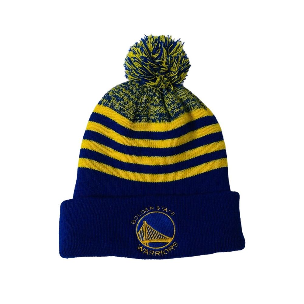 NBA Knit Hat Blue and Yellow Embroidered Golden State Warrior’s Adult OS